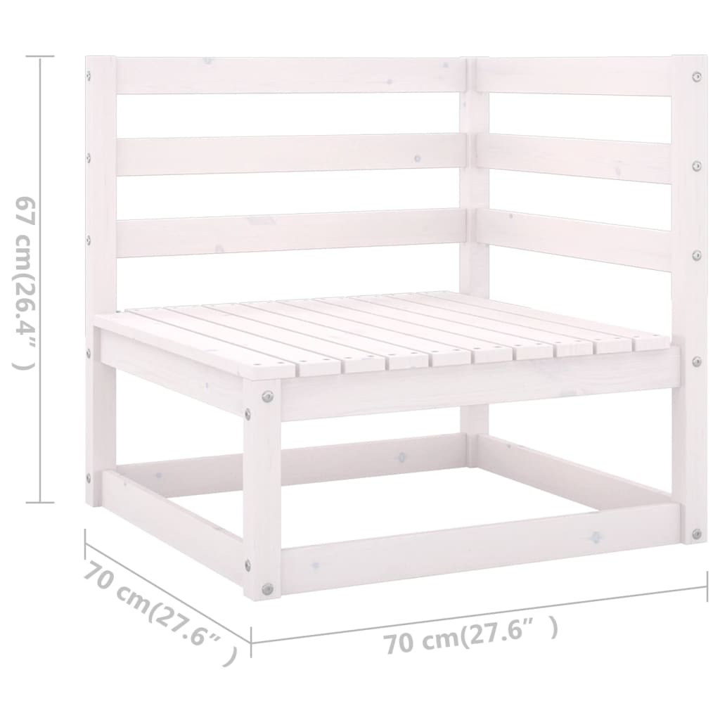 vidaXL 7 Piece Garden Lounge Set with Cushions White Solid Pinewood