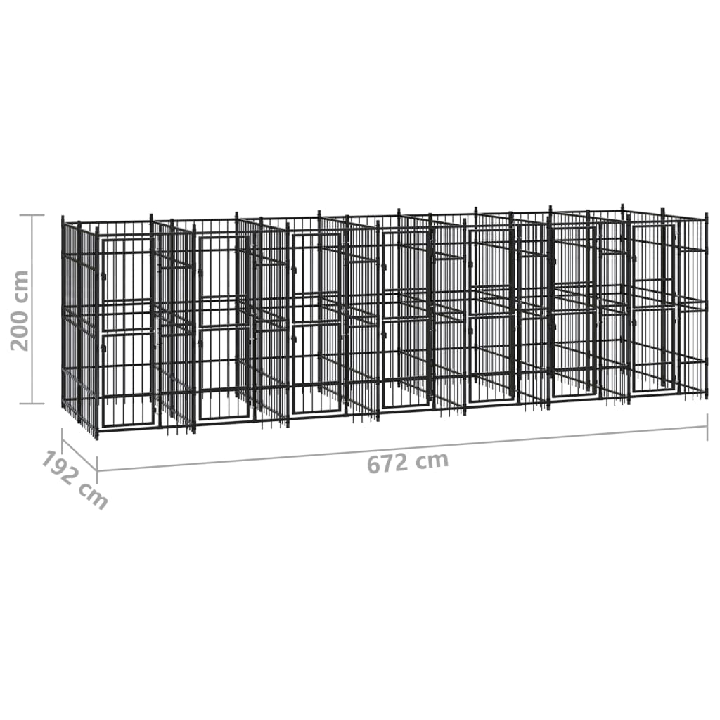 vidaXL Outdoor Dog Kennel Steel 12.9 m²