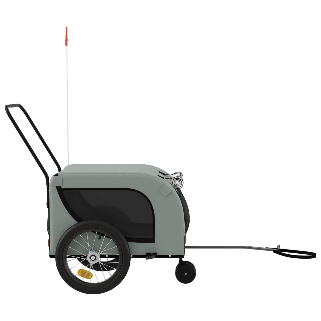 vidaXL Pet Bike Trailer Grey and Black Oxford Fabric and Iron