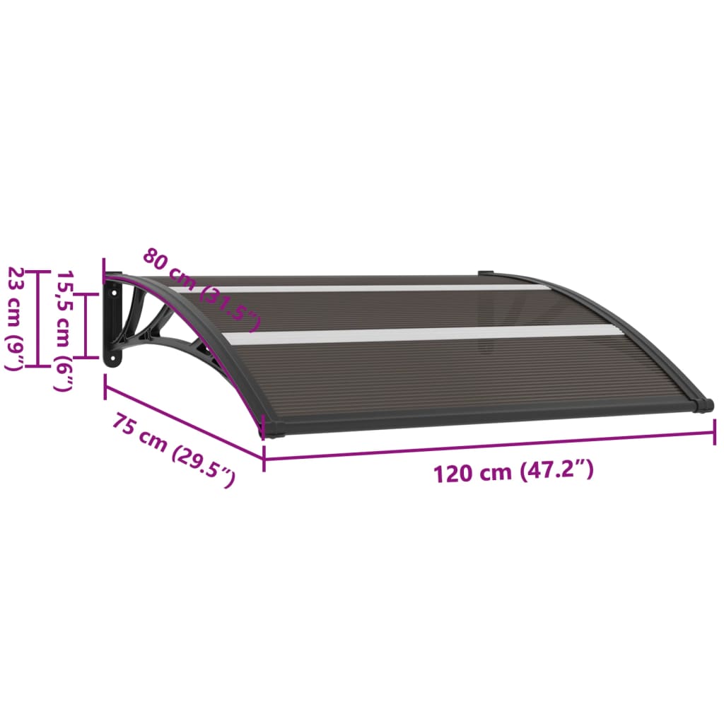 vidaXL Door Canopy Black 120x75 cm PC