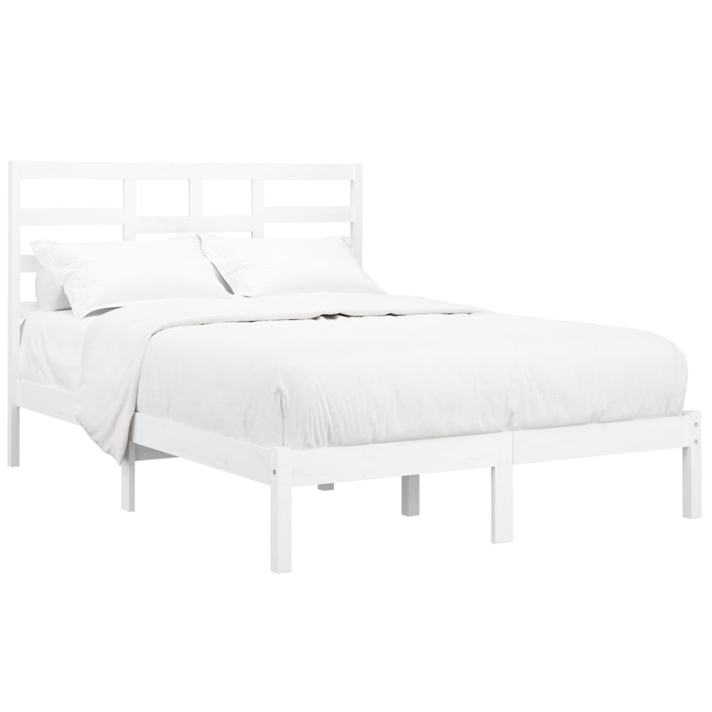 vidaXL Bed Frame White Solid Wood 150x200 cm King Size