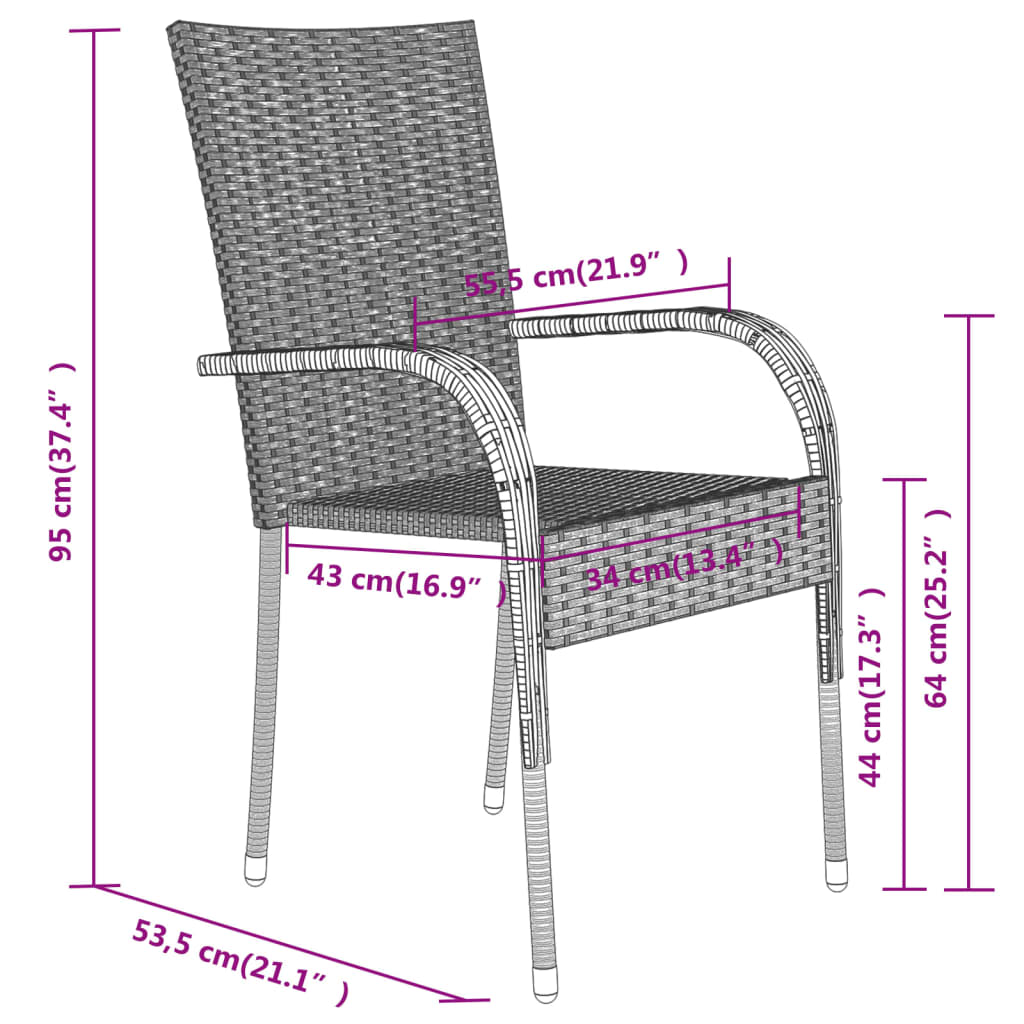 vidaXL 3 Piece Outdoor Dining Set Black