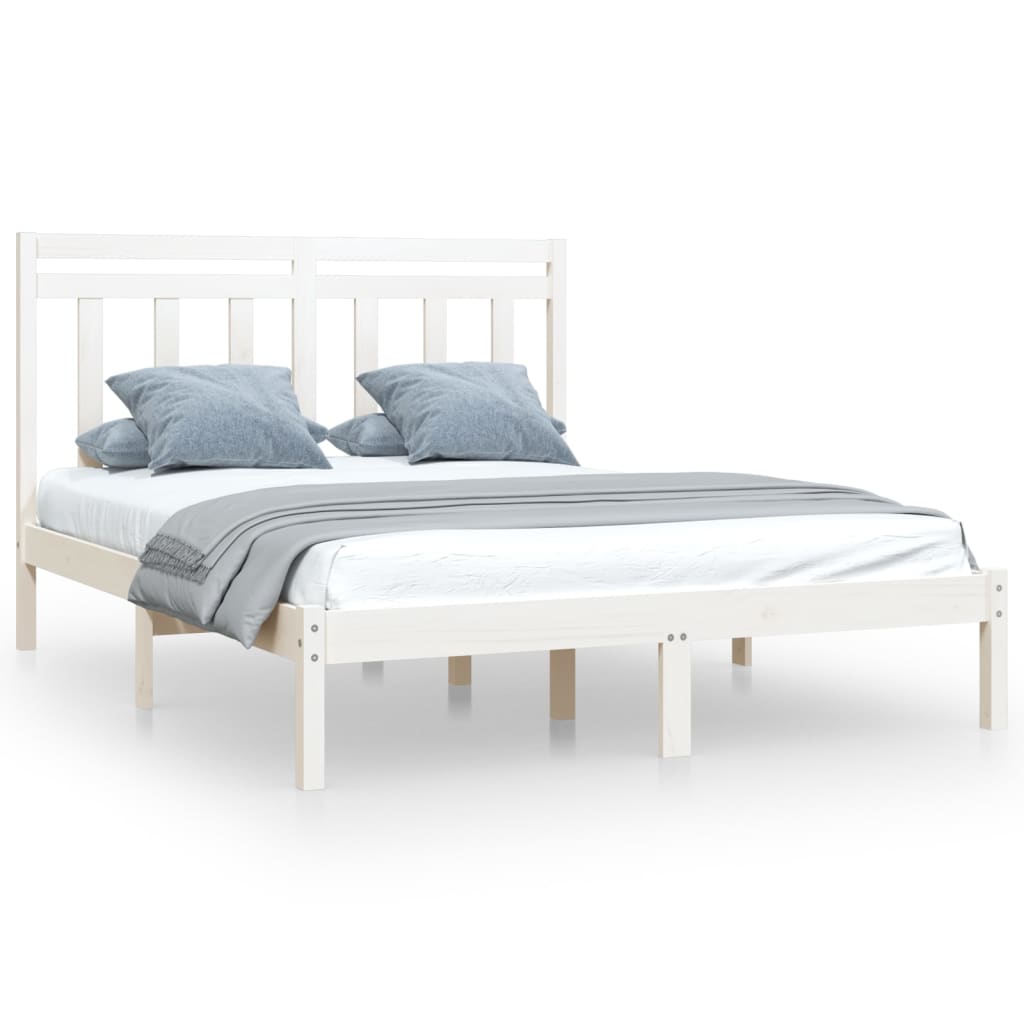 vidaXL Bed Frame without Mattress White 150x200 cm King Size Solid Wood