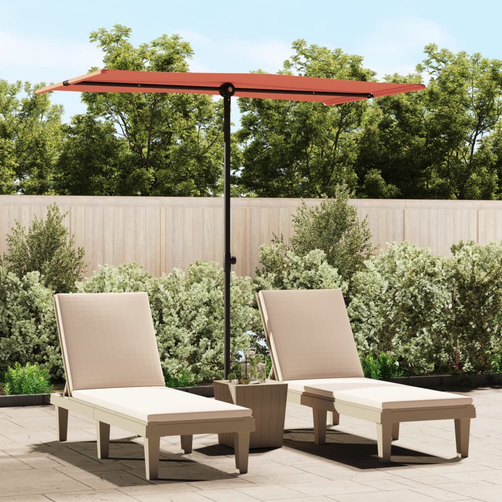 vidaXL Garden Parasol with Aluminium Pole 180x110 cm Terracotta