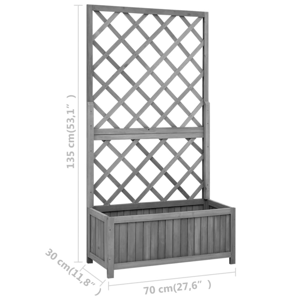 vidaXL Garden Trellis Planter Black 70x30x135 cm Solid Firwood