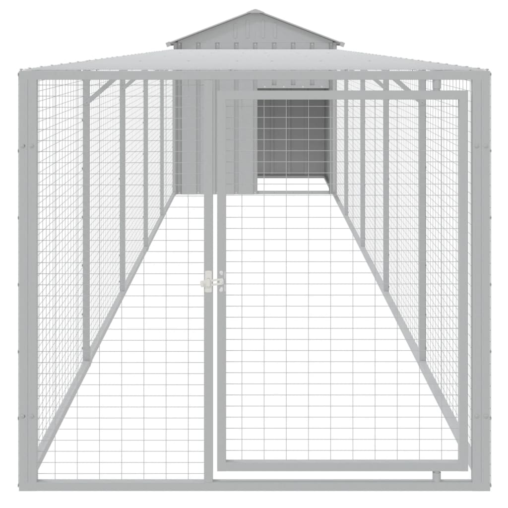 vidaXL Chicken Cage with Run Light Grey 117x609x123 cm Galvanised Steel