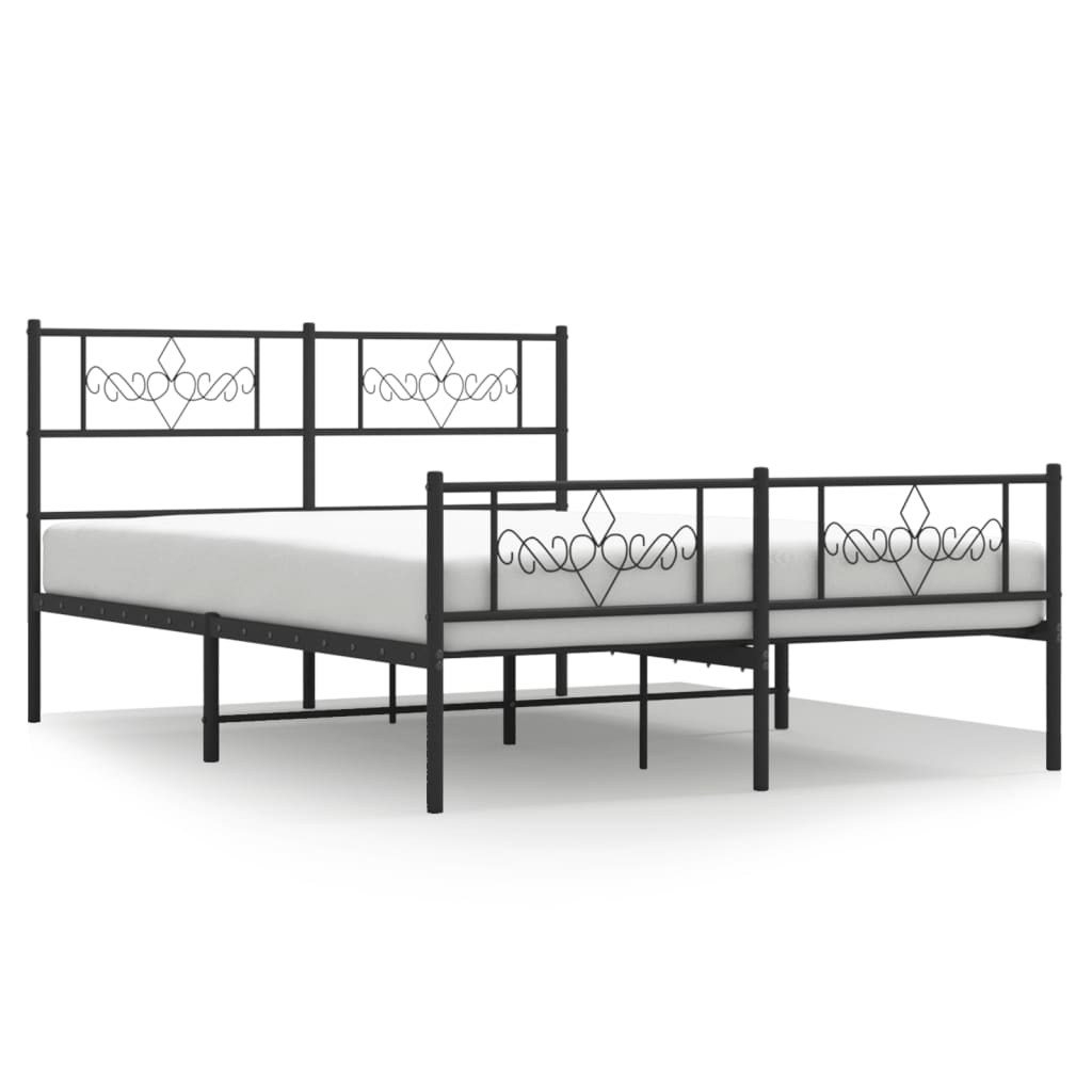 vidaXL Metal Bed Frame without Mattress with Footboard Black 150x200 cm King Size