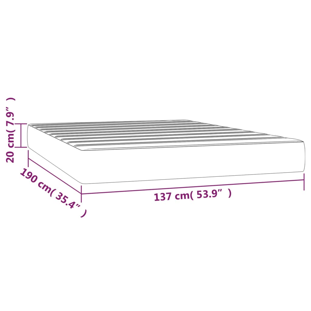 vidaXL Pocket Spring Bed Mattress Black 137x190x20 cm Full Fabric