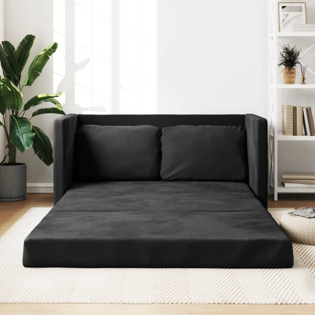 vidaXL Floor Sofa Bed 2-in-1 Black 122x204x55 cm Velvet