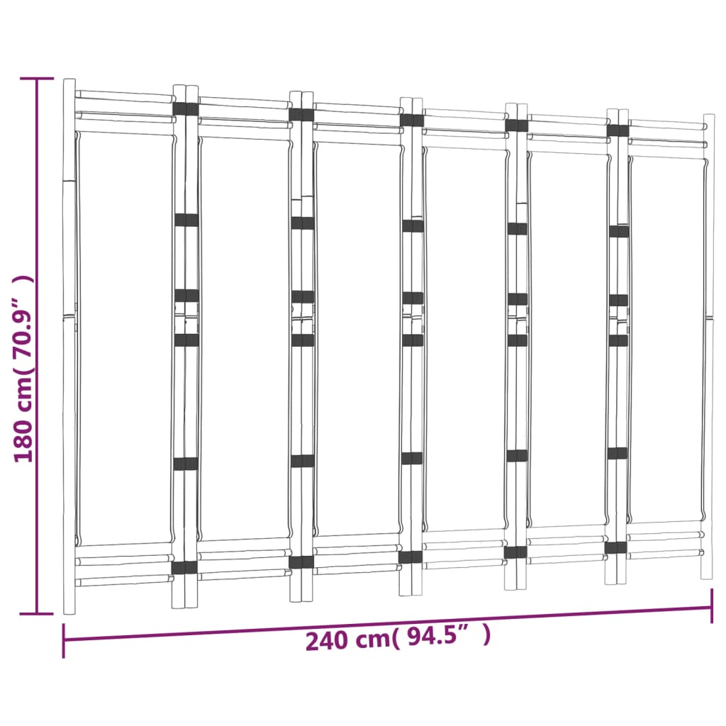 vidaXL Folding 6-Panel Room Divider 240 cm Bamboo and Canvas