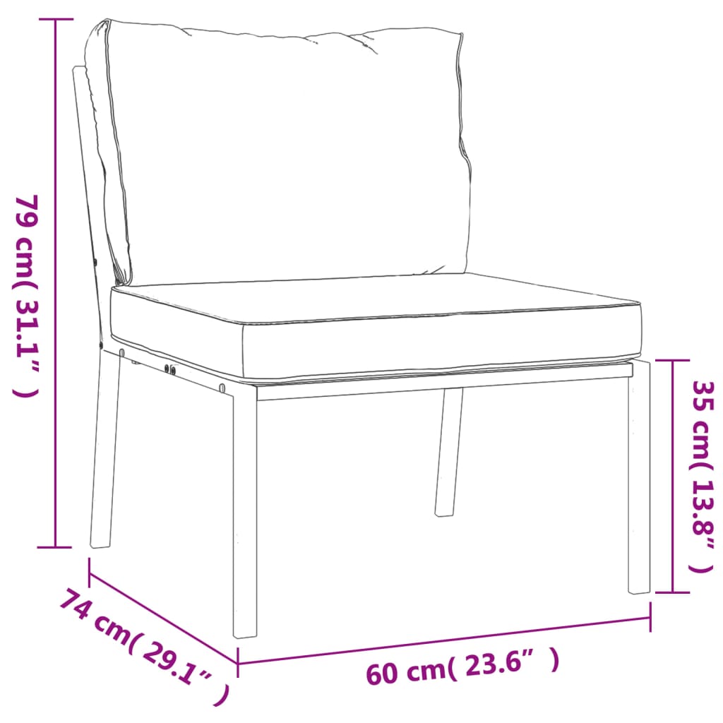 vidaXL 6 Piece Garden Lounge Set with Grey Cushions Steel