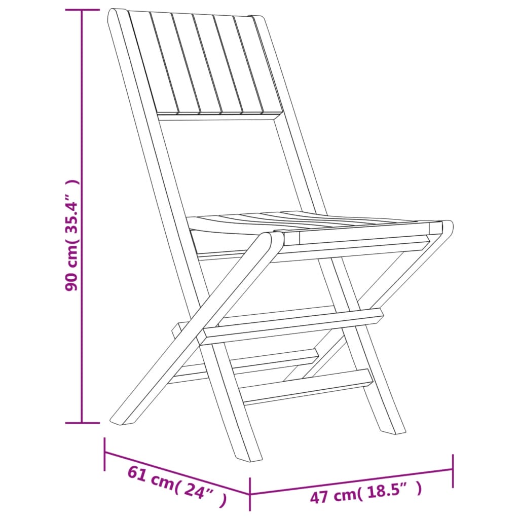 vidaXL Folding Garden Chairs 2 pcs 47x61x90 cm Solid Wood Teak