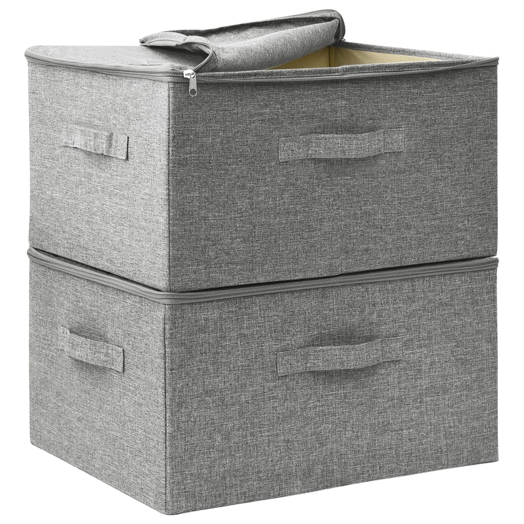 vidaXL Storage Boxes 2 pcs Fabric 43x34x23 cm Grey