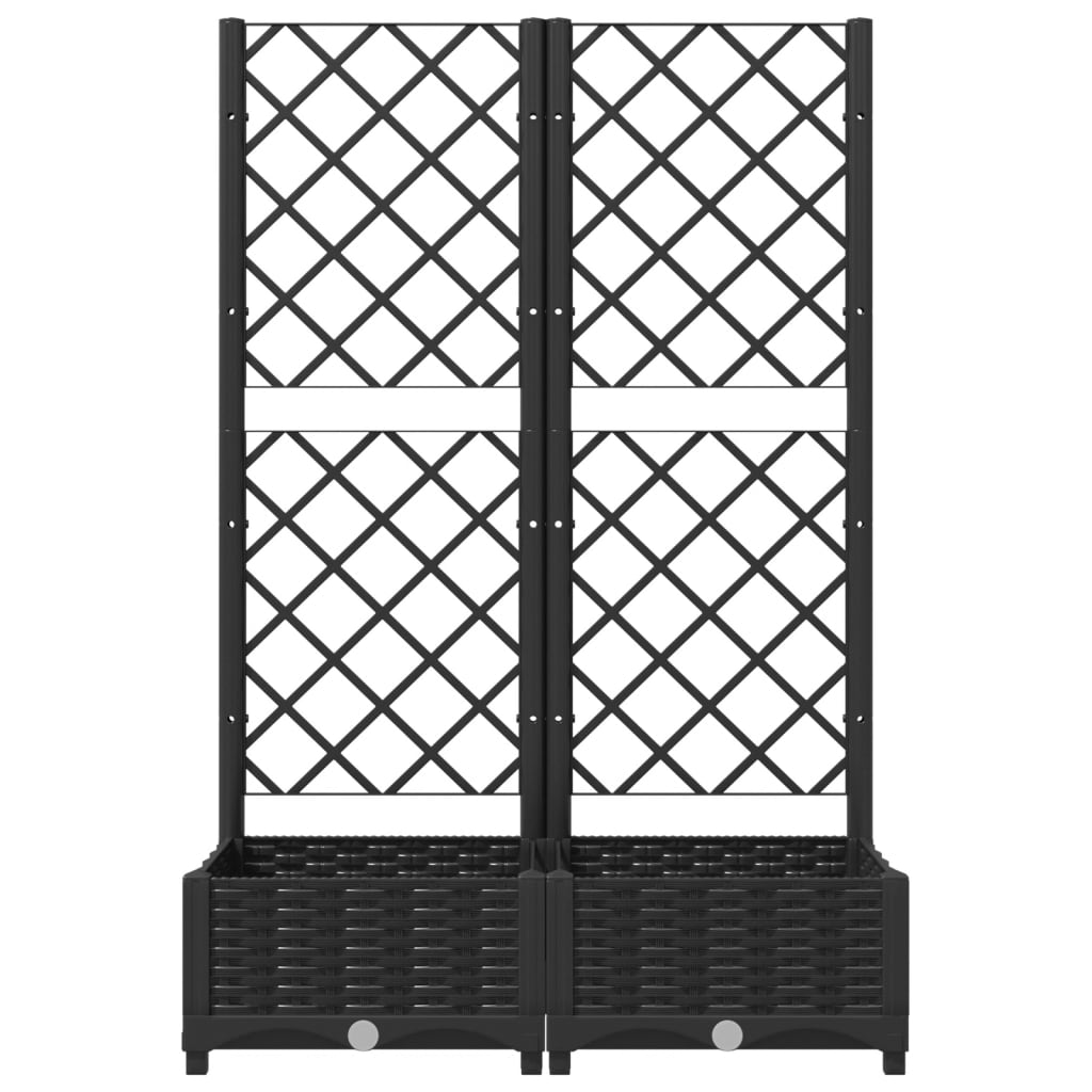 vidaXL Garden Planter with Trellis Black 80x40x121.5 cm PP