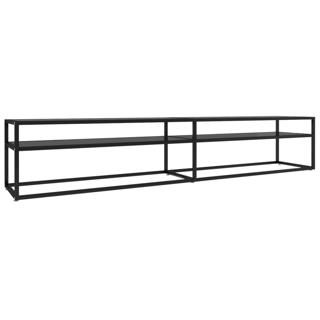 vidaXL TV Cabinet Black 220x40x40.5 cm Tempered Glass