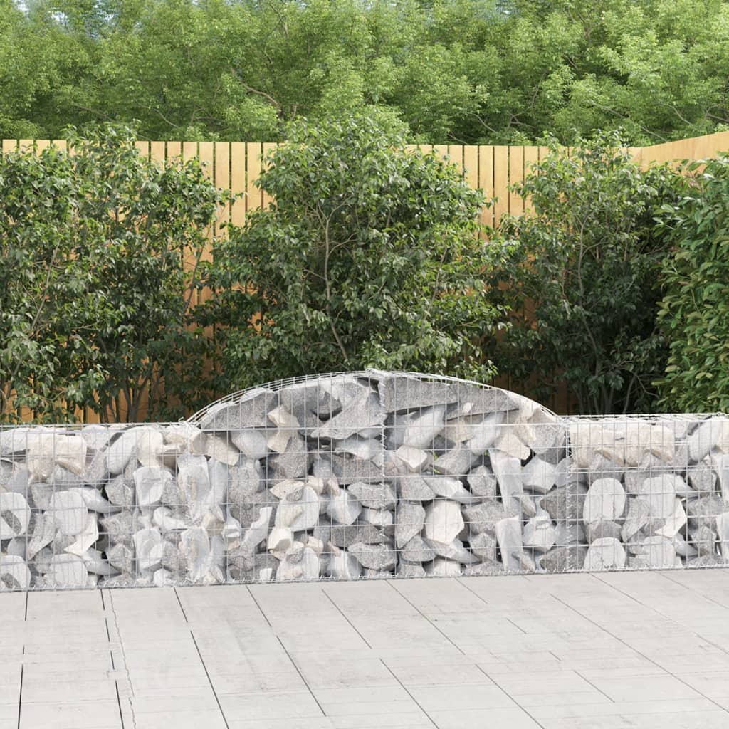 vidaXL Arched Gabion Baskets 17 pcs 300x30x60/80 cm Galvanised Iron