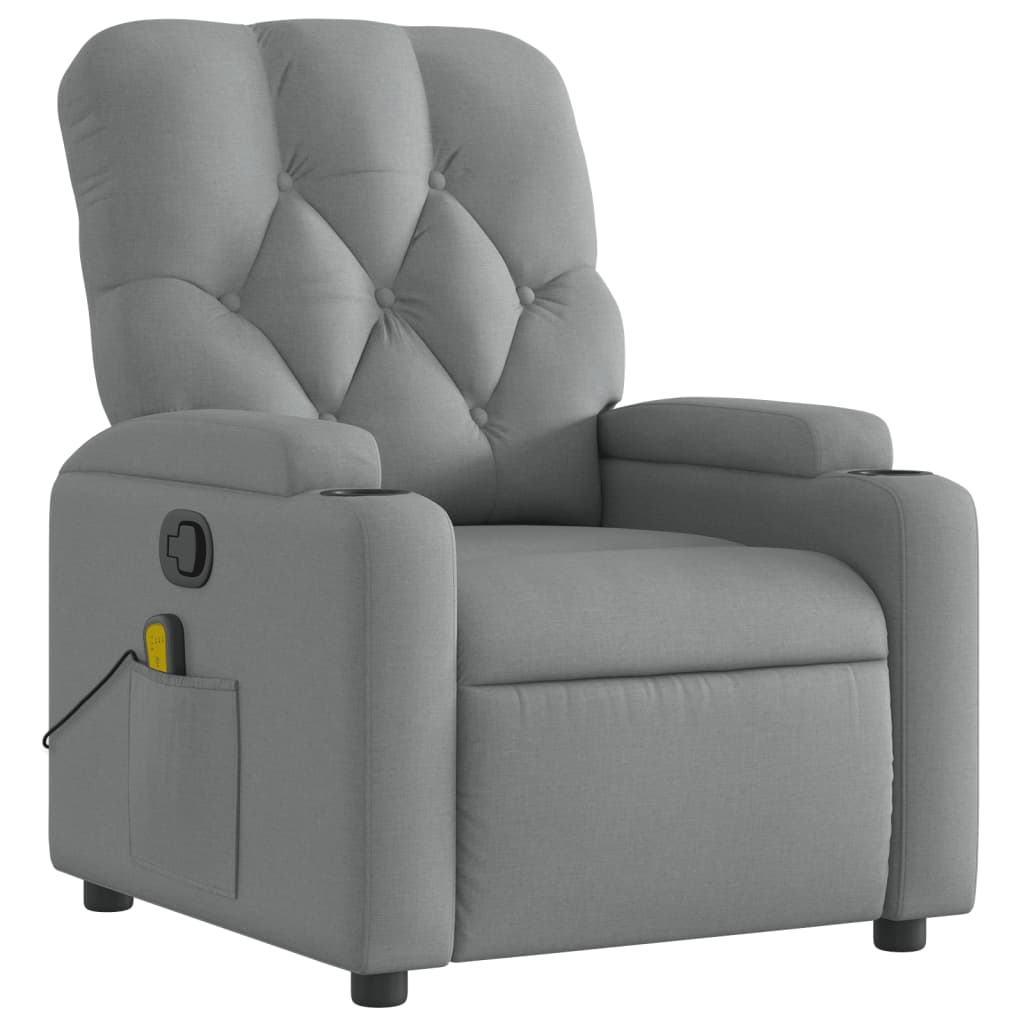 vidaXL Massage Recliner Chair Light Grey Fabric