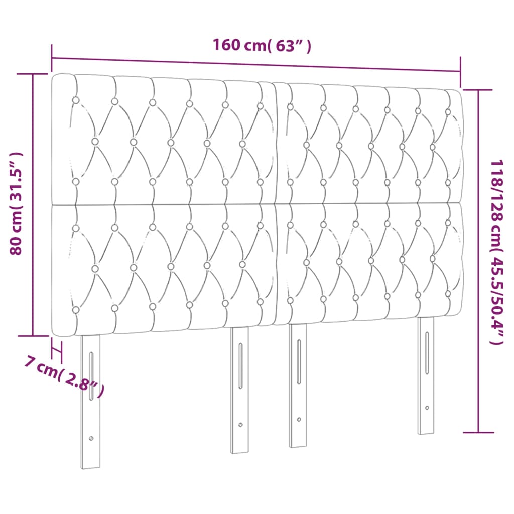 vidaXL LED Headboard Dark Grey 160x7x118/128 cm Fabric