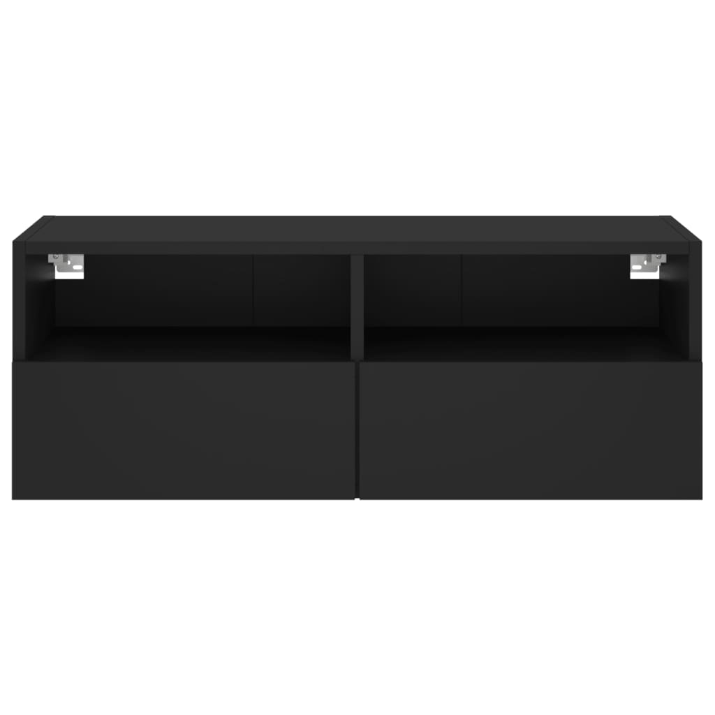 vidaXL TV Wall Cabinet Black 80x30x30 cm Engineered Wood