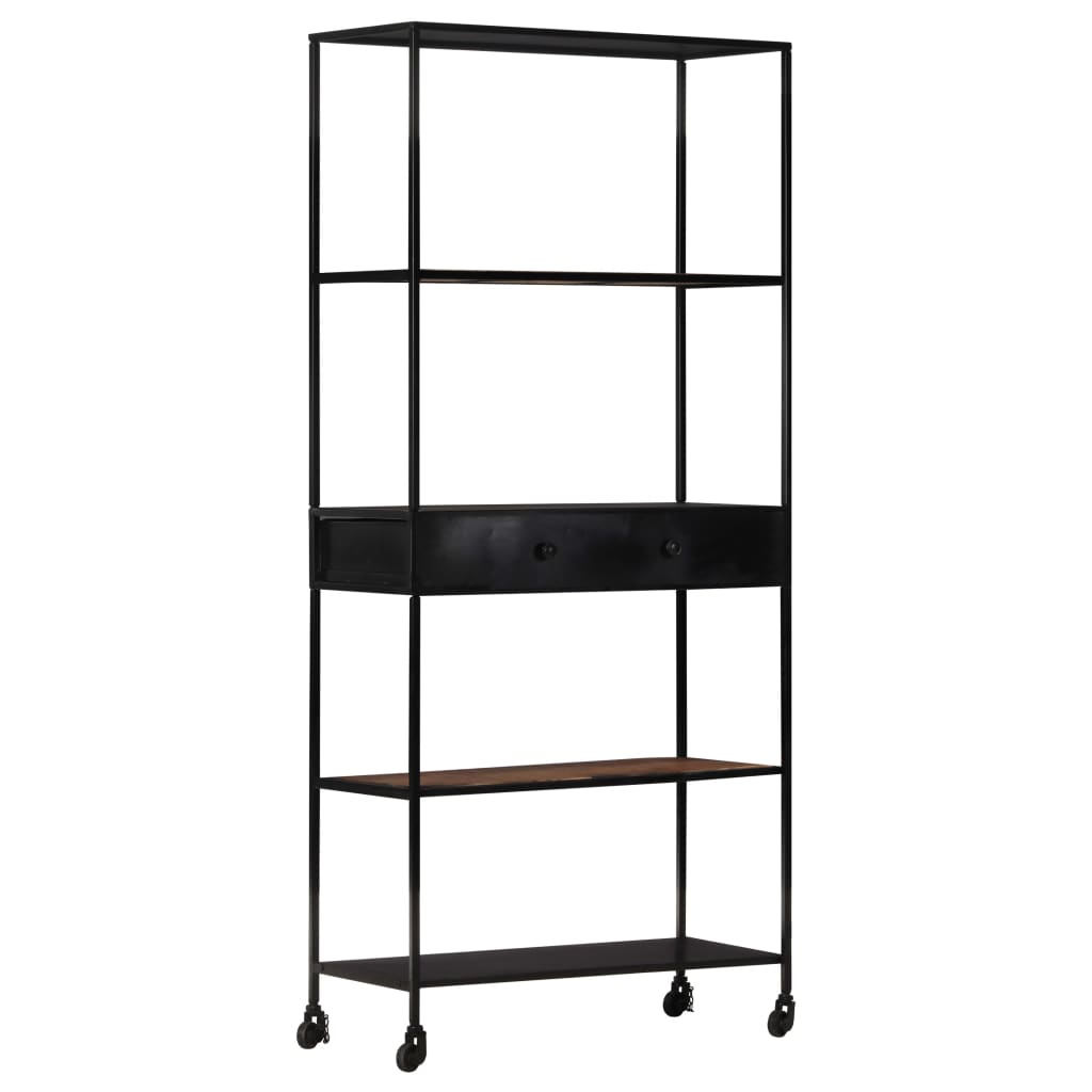 vidaXL Book Cabinet 80x35x180 cm Rough Mango Wood & Iron