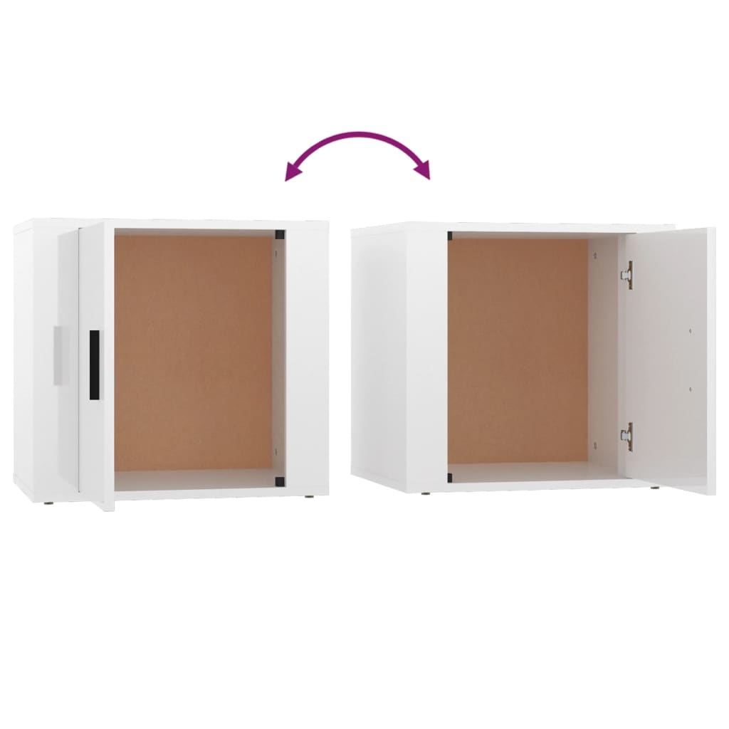 vidaXL Bedside Cabinets 2 pcs High Gloss White 50x39x47 cm