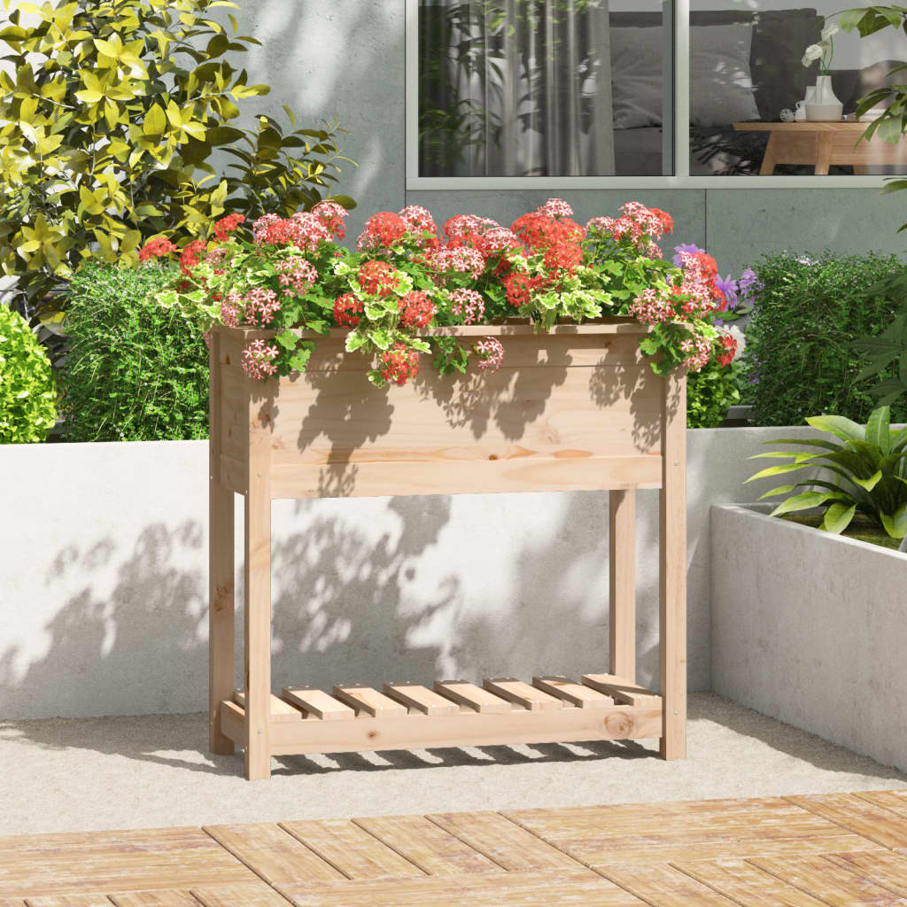 vidaXL Planter with Shelf 82.5x34.5x81 cm Solid Wood Pine