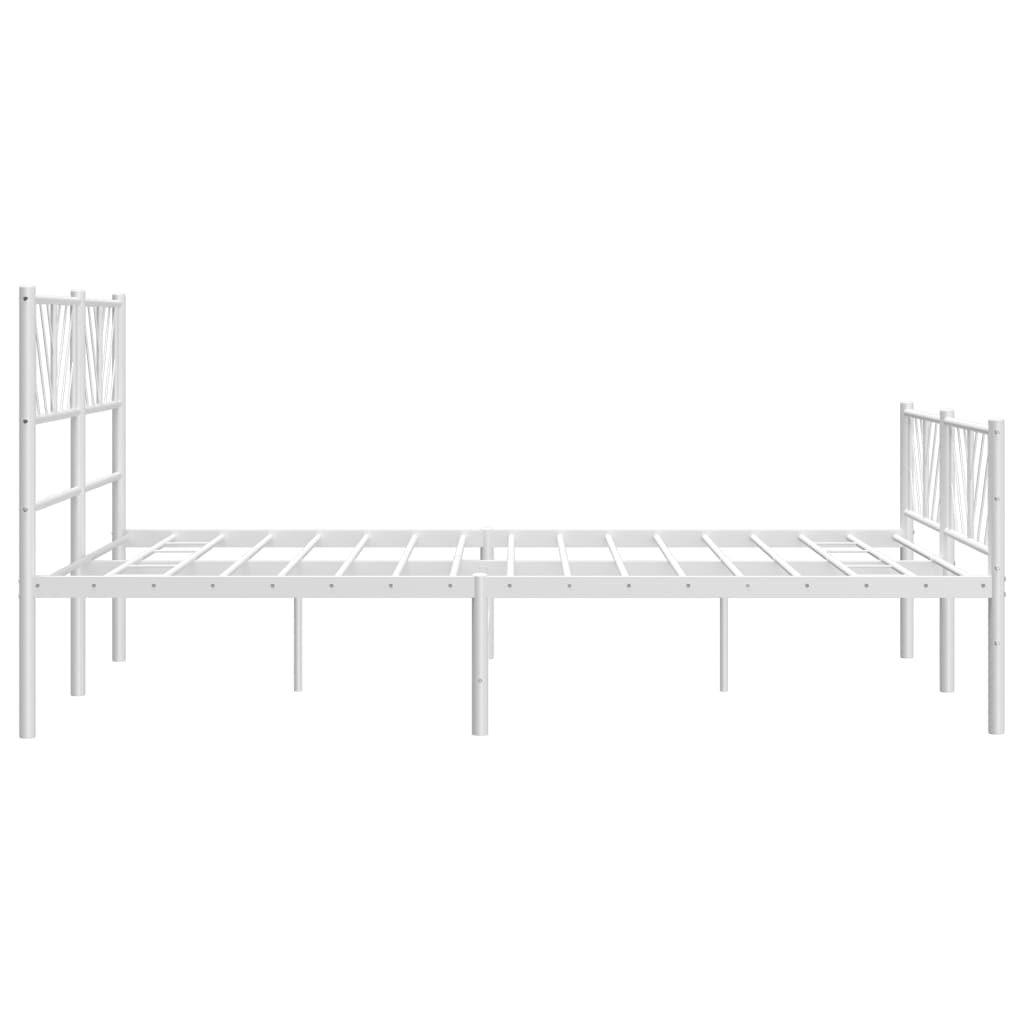 vidaXL Metal Bed Frame without Mattress with Footboard White 135x190 cm Double