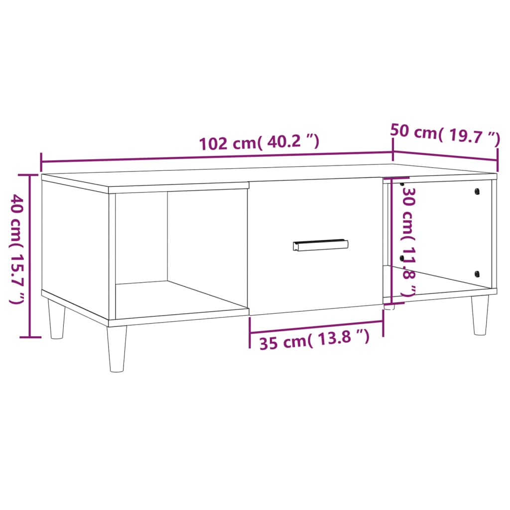 vidaXL Coffee Table White 102x50x40 cm Engineered Wood