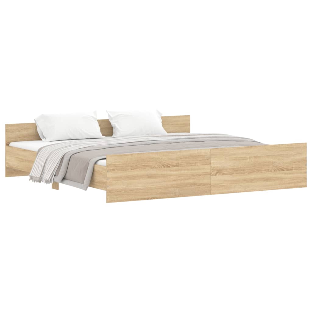 vidaXL Bed Frame without Mattress Sonoma Oak 180x200 cm Super King