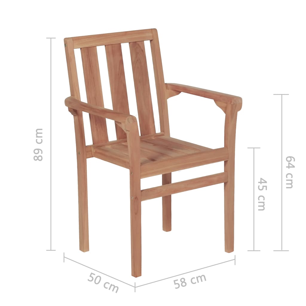 vidaXL Stacking Garden Chairs 2 pcs Solid Teak Wood