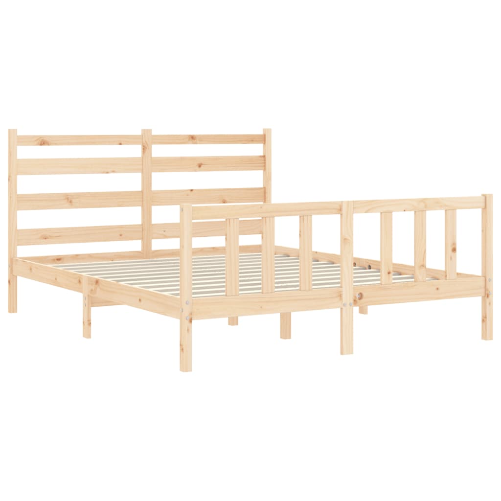 vidaXL Bed Frame with Headboard King Size Solid Wood