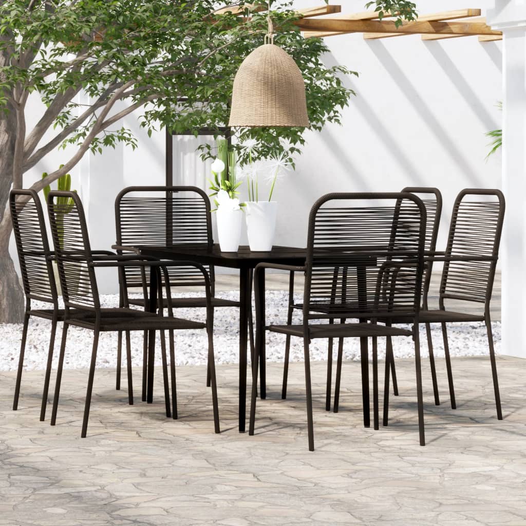 vidaXL 7 Piece Garden Dining Set Black