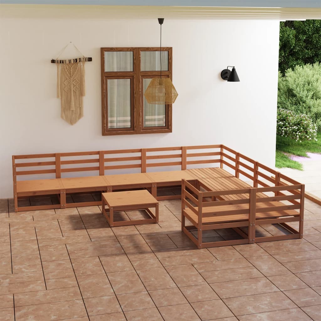 vidaXL 10 Piece Garden Lounge Set Solid Pinewood