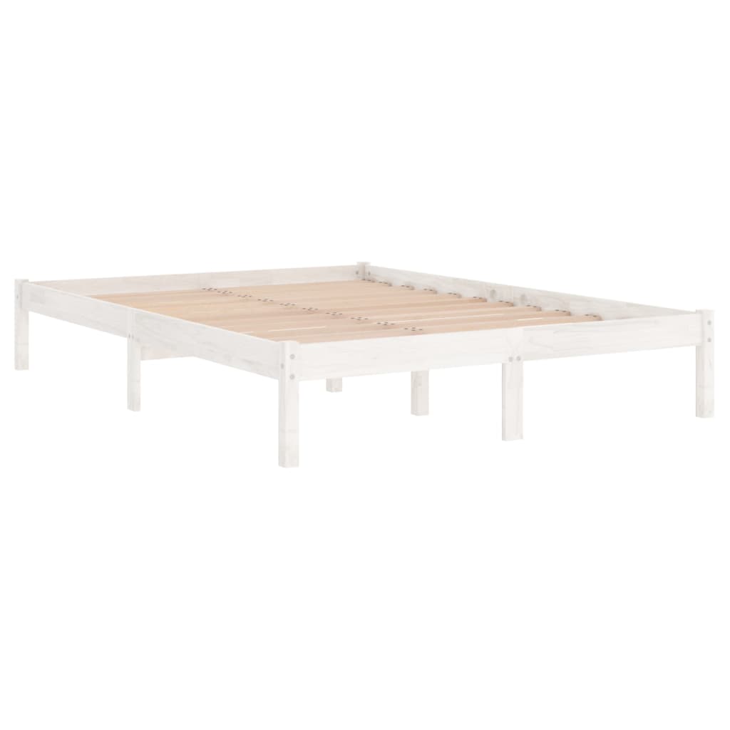 vidaXL Bed Frame without Mattress White 135x190 cm Double Solid Wood