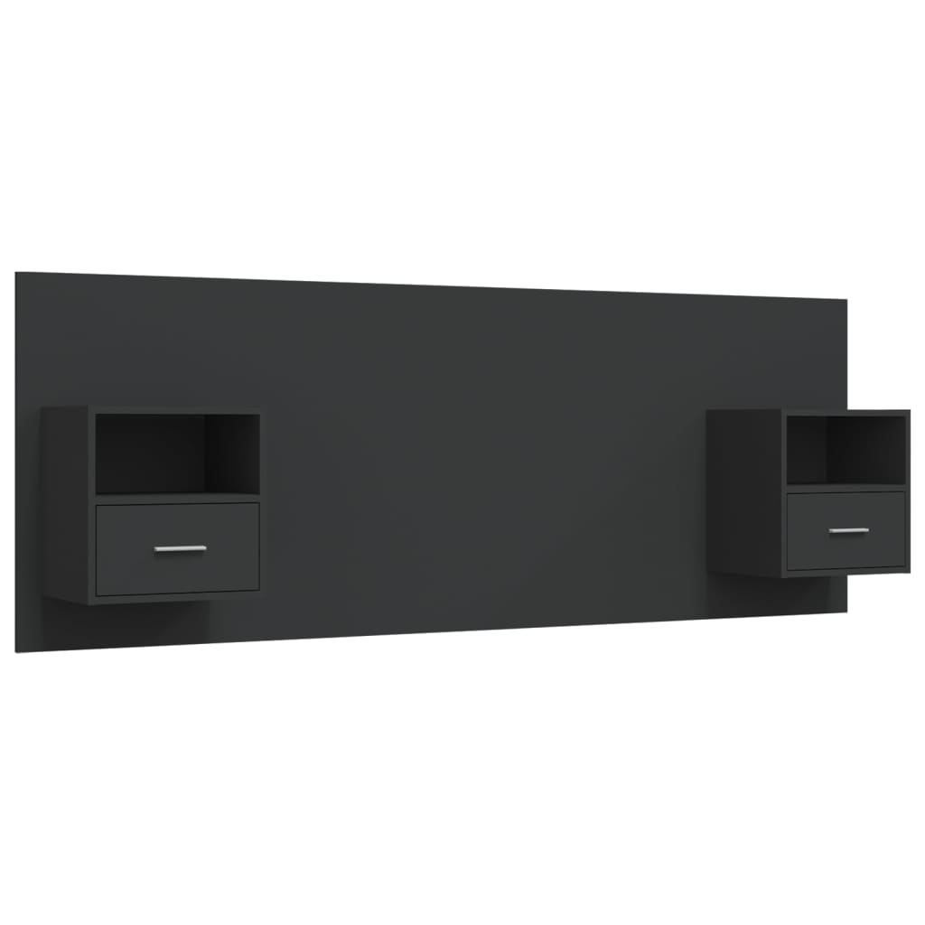 vidaXL Bed Headboard with Cabinets Black Engineered Wood