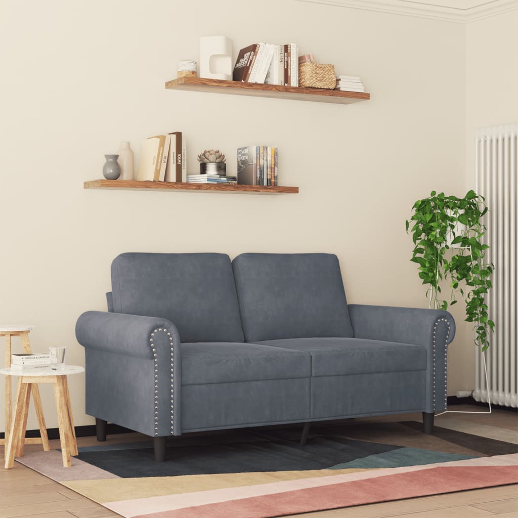 vidaXL 2-Seater Sofa Dark Grey 120 cm Velvet