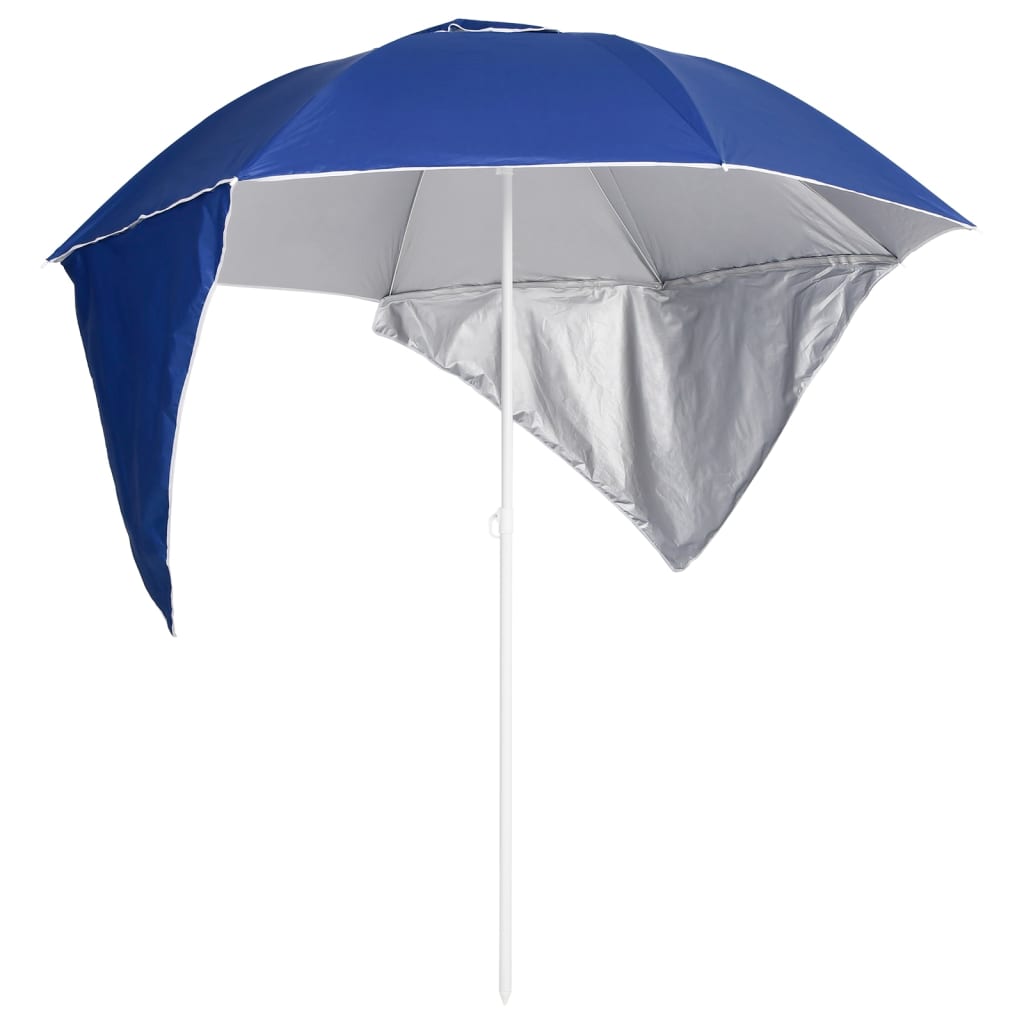 vidaXL Beach Umbrella with Side Walls Blue 215 cm