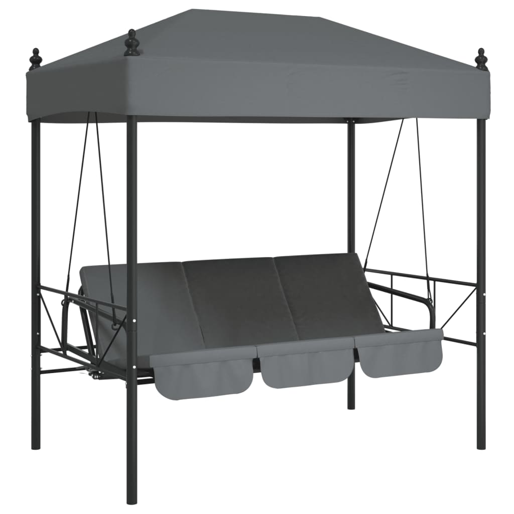 vidaXL Garden Swing Bench with Canopy Dark Grey Steel