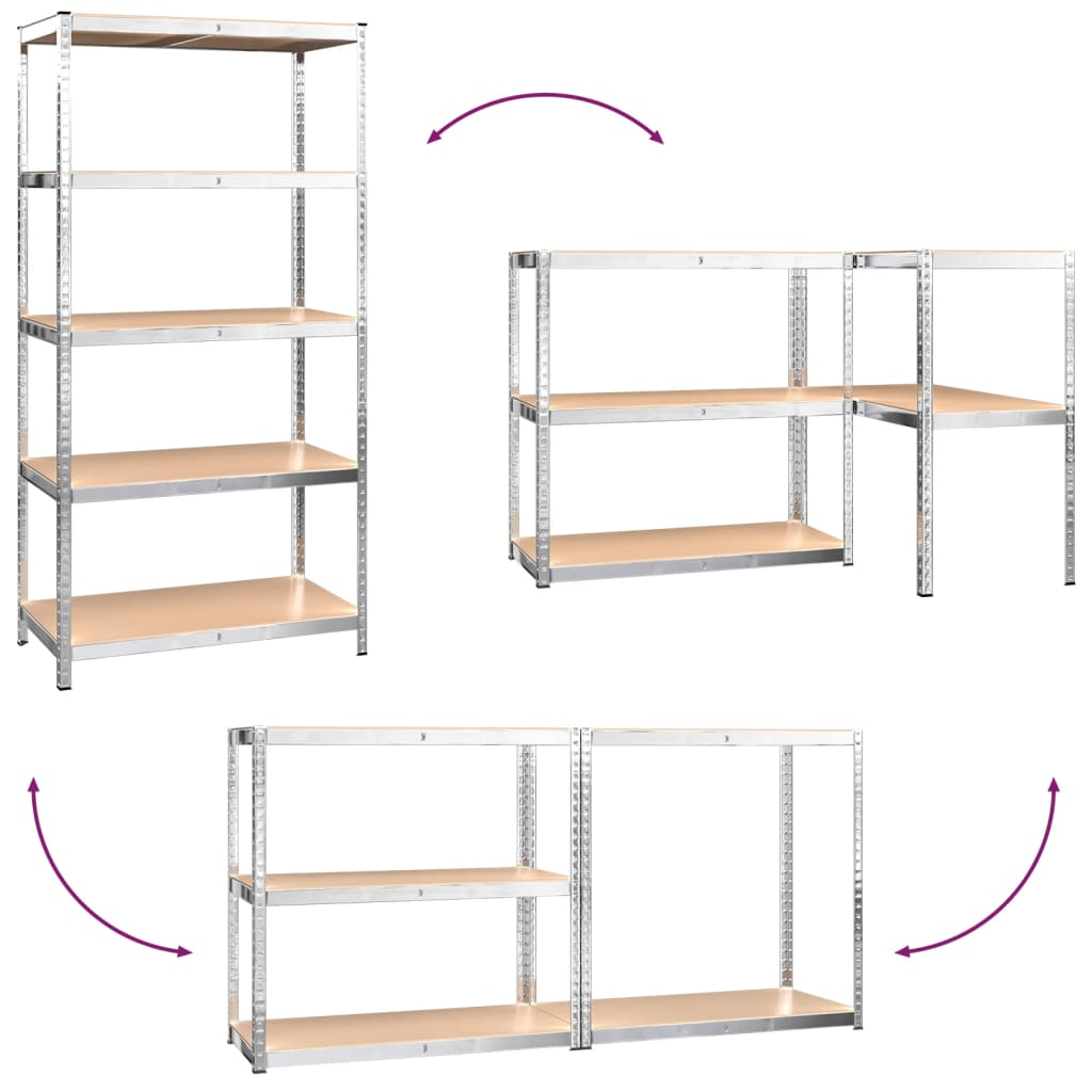 vidaXL 5-Layer Shelves 5 pcs Silver Steel&Engineered Wood