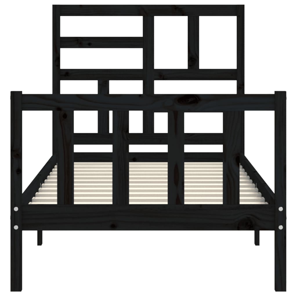 vidaXL Bed Frame without Mattress Black Single Solid Wood Pine