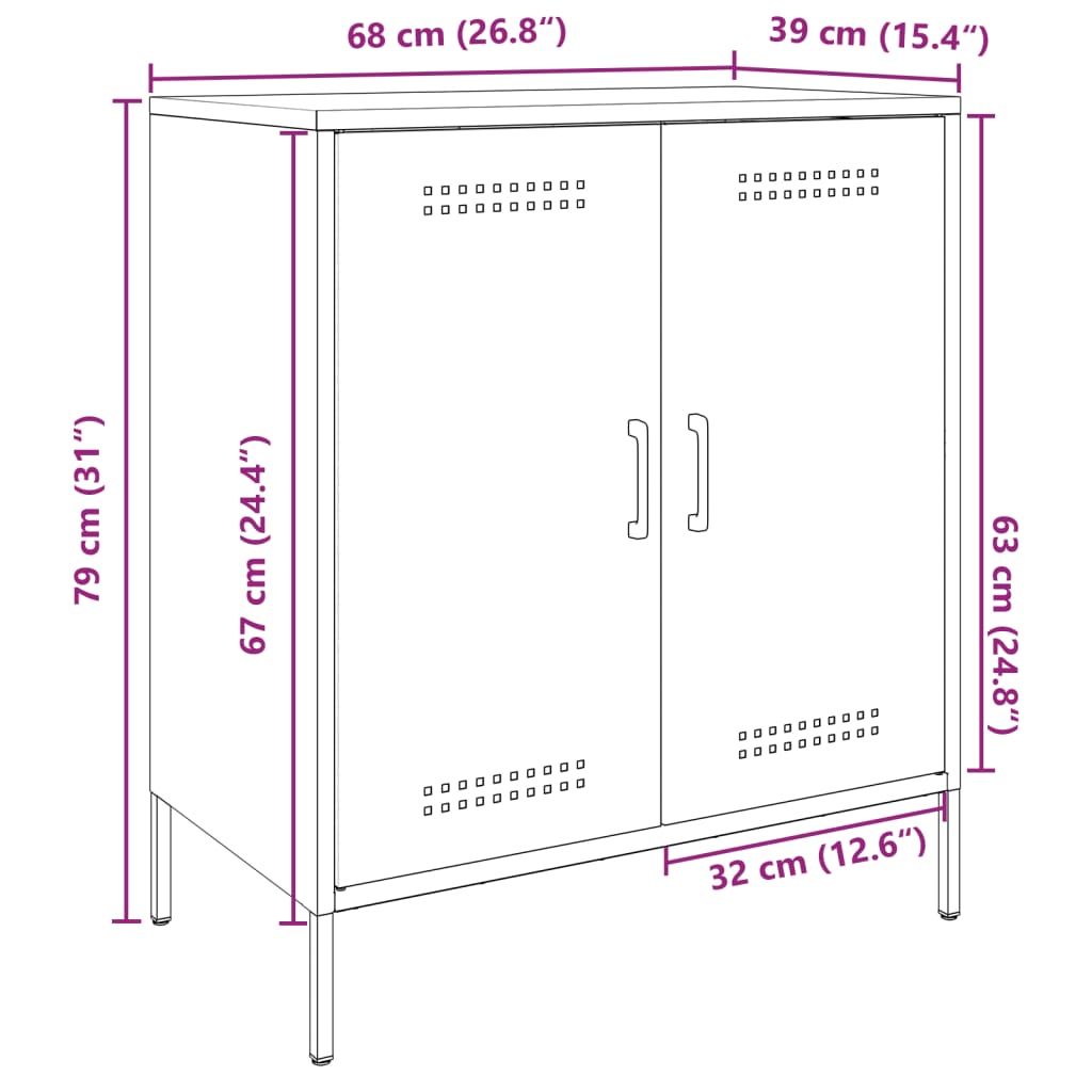 vidaXL Sideboard Black 68x39x79 cm Steel