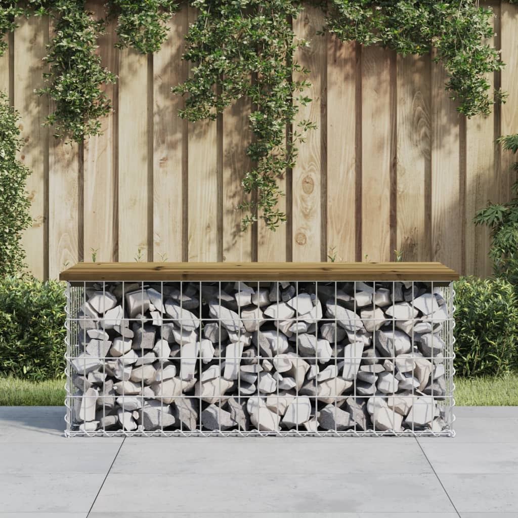 vidaXL Garden Bench Gabion Design 103x44x42 cm Impregnated Wood Pine