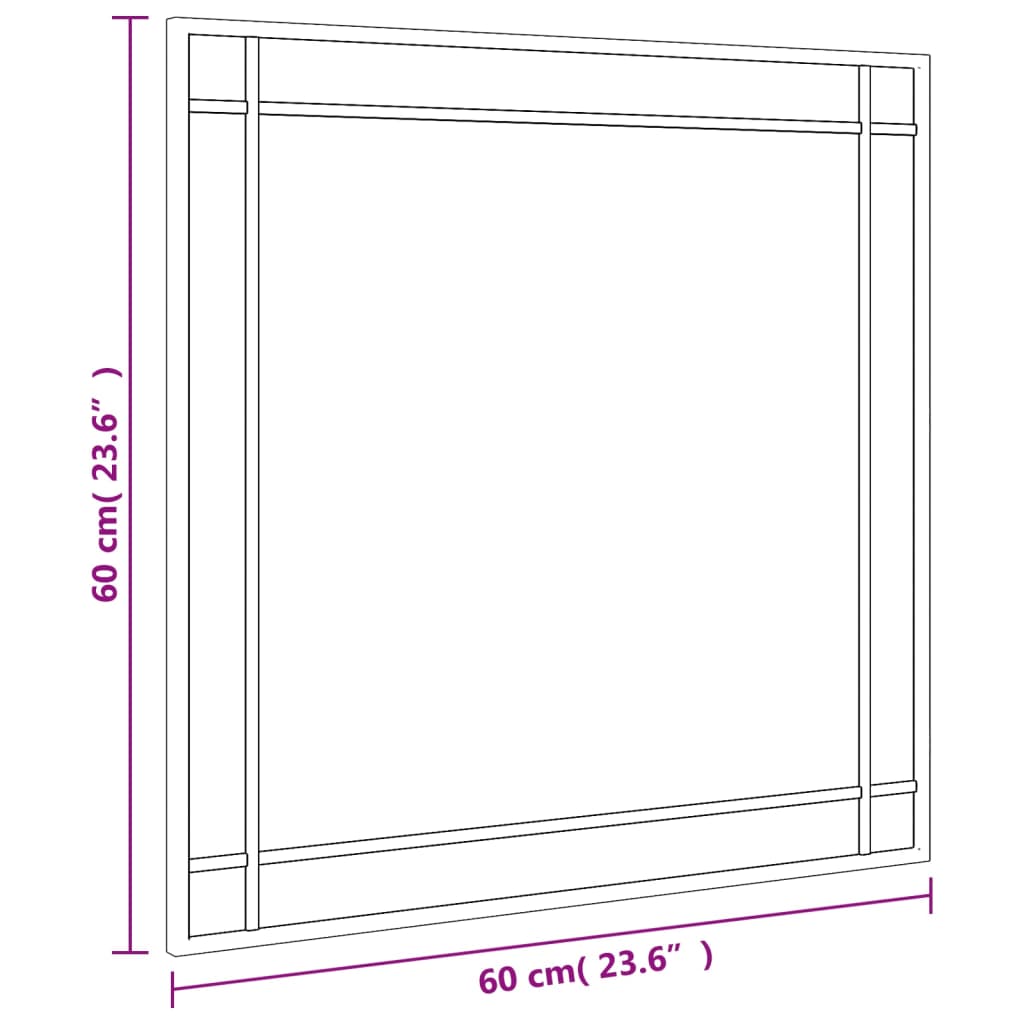 vidaXL Wall Mirror Black 60x60 cm Square Iron