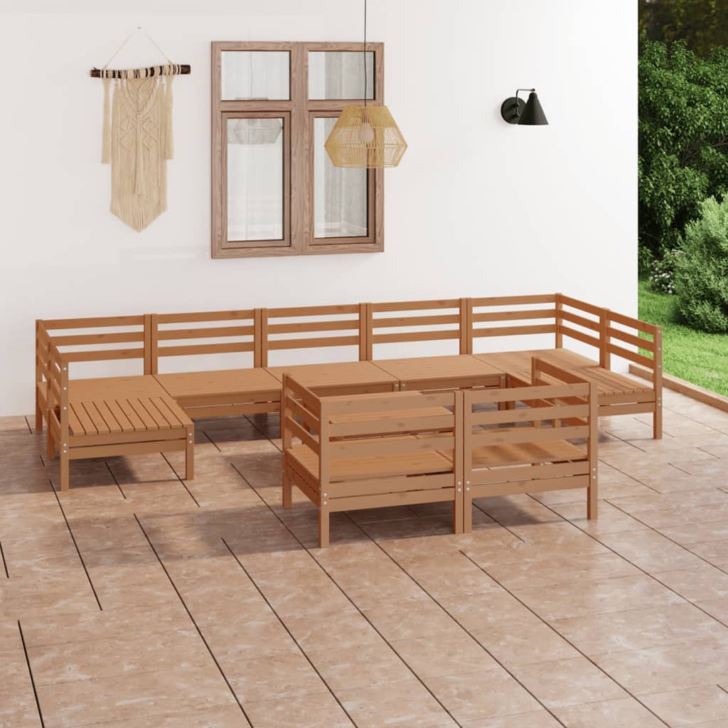 vidaXL 10 Piece Garden Lounge Set Honey Brown Solid Wood Pine