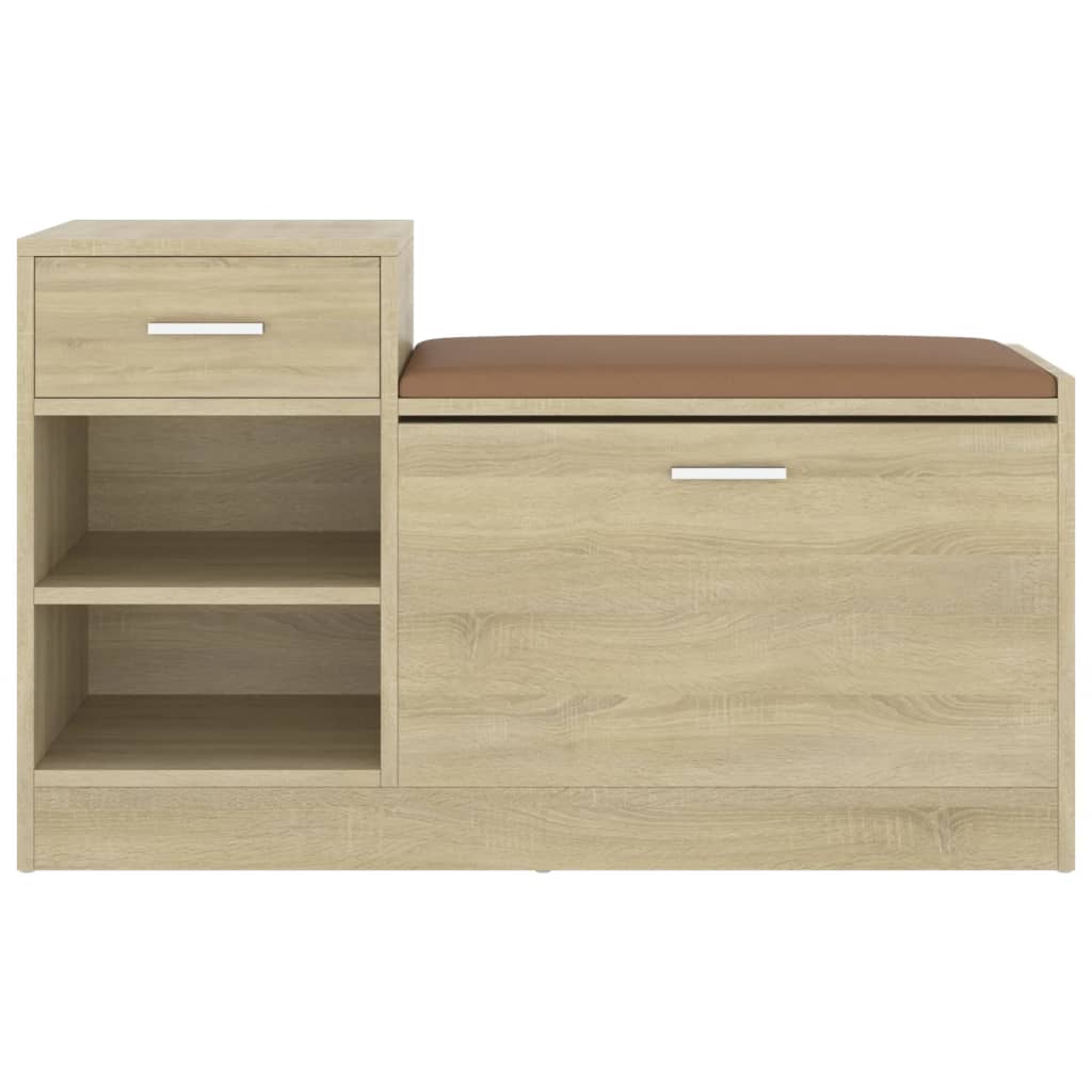 vidaXL Shoe Bench Sonoma Oak 94.5x31x57 cm Engineered Wood