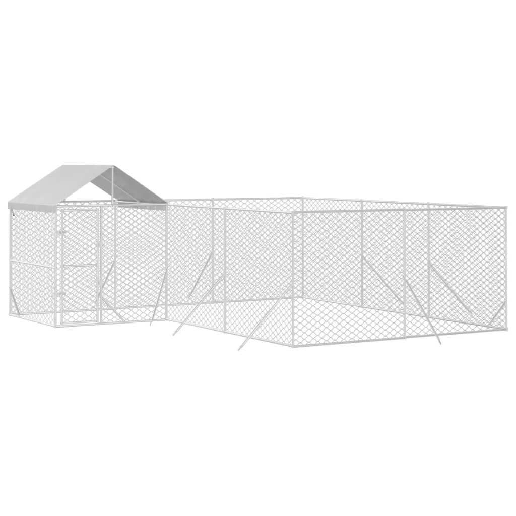 vidaXL Outdoor Dog Kennel with Roof Silver 6x6x2.5 m Galvanised Steel