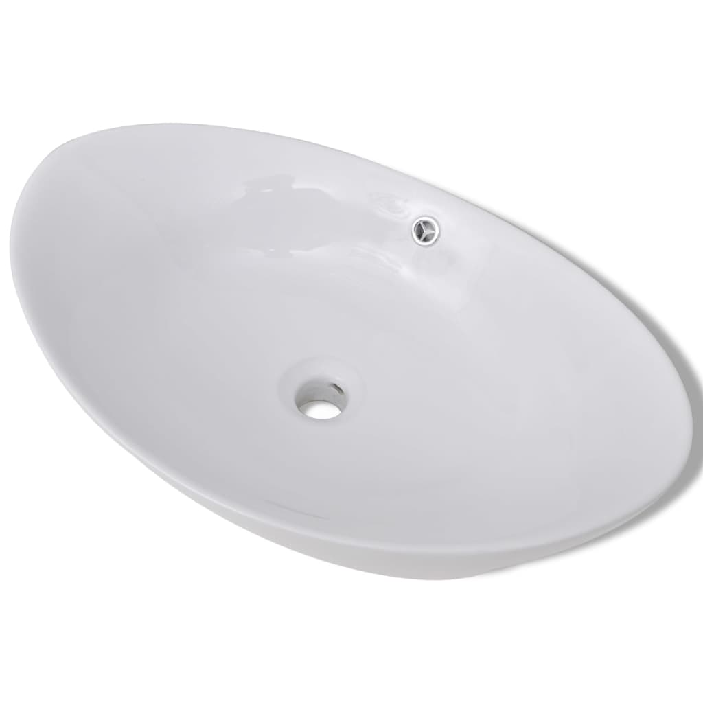 Luxury Ceramic Basin Oval with Overflow 59 x 38,5 cm