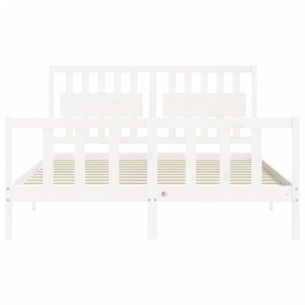 vidaXL Bed Frame without Mattress White King Size Solid Wood Pine