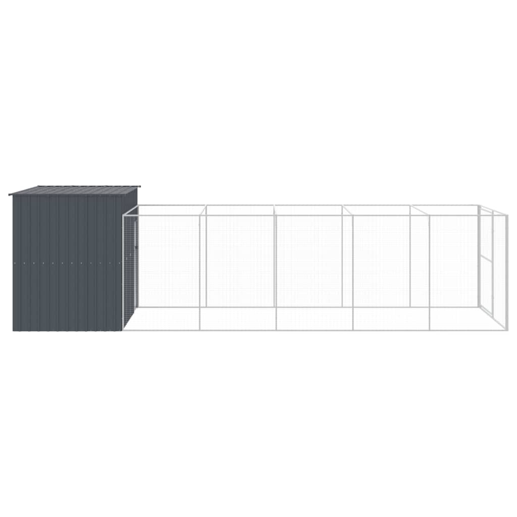 vidaXL Dog House with Run Anthracite 214x661x181 cm Galvanised Steel