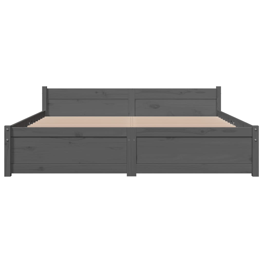 vidaXL Bed Frame without Mattress Grey Solid Wood 150x200 cm King Size